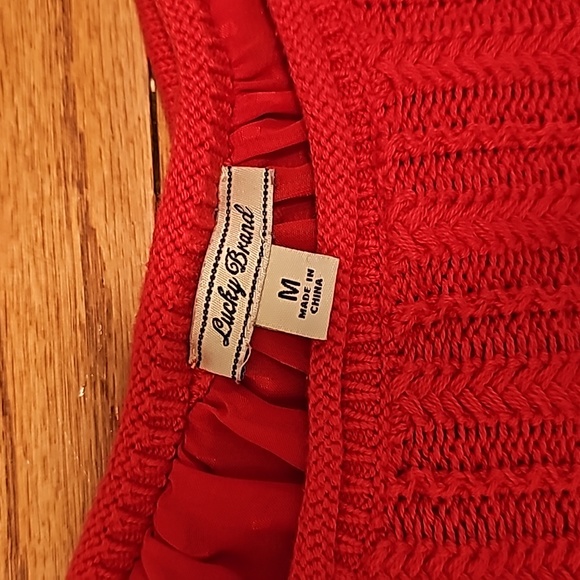 Lucky Brand Red Sweater with sheer back medium - Picture 5 of 8